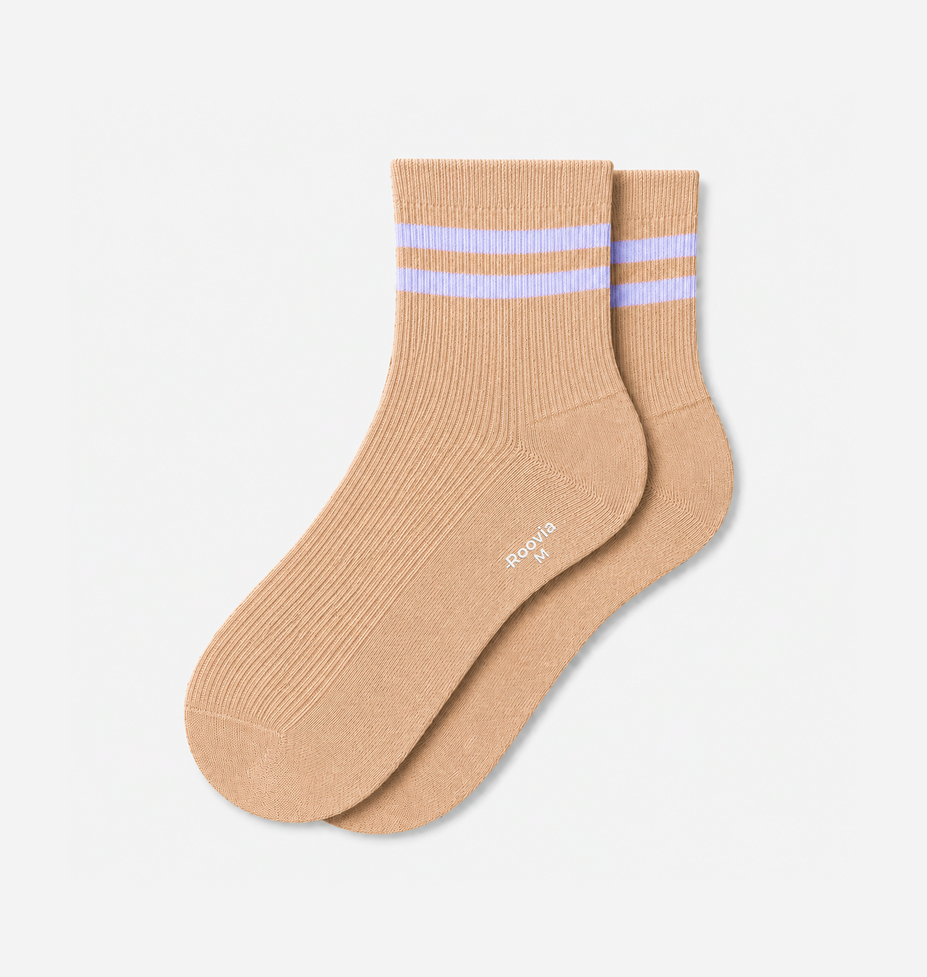 Men’s Quarter Socks Beige Stripe Classic
