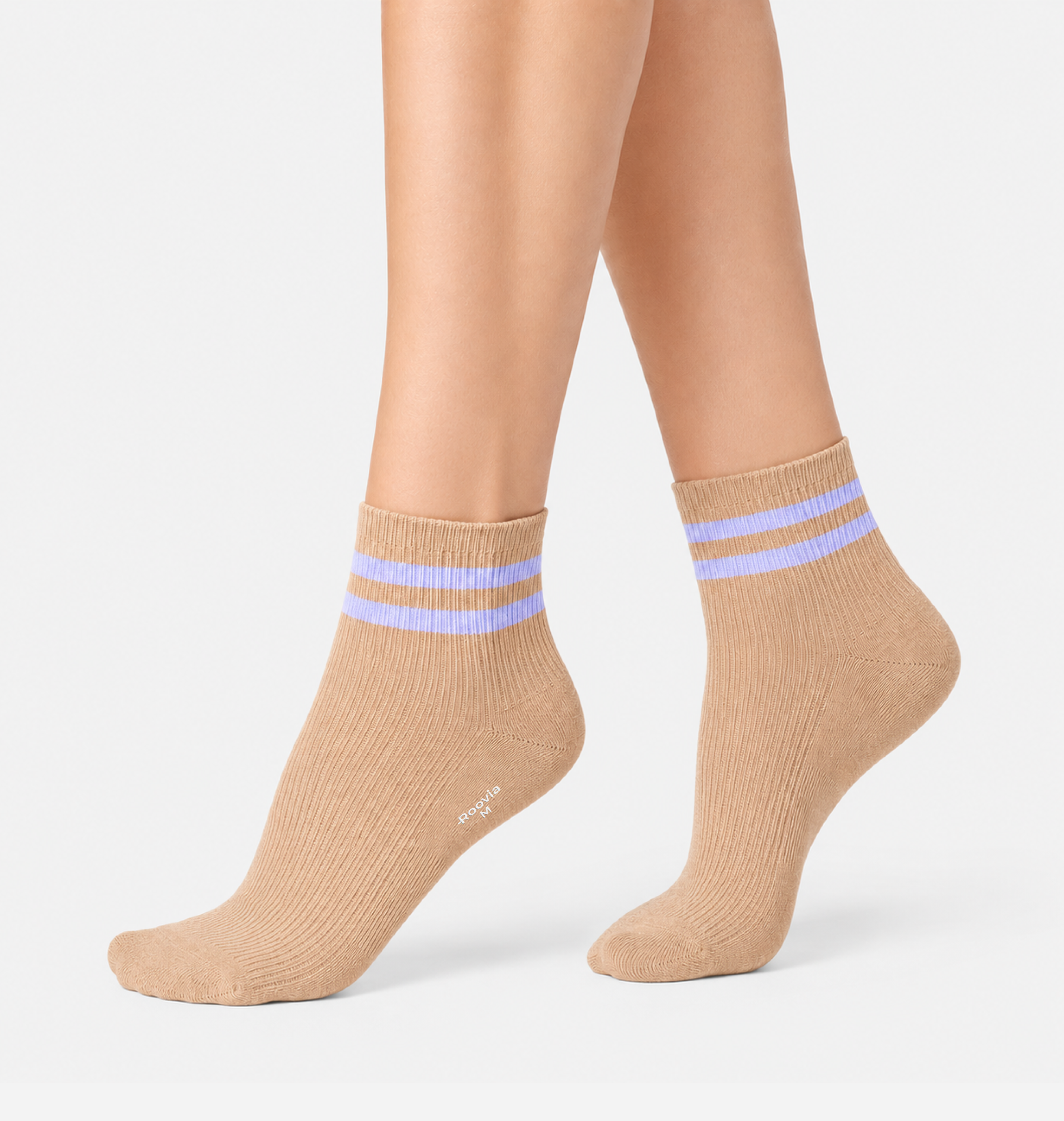 Men’s Quarter Socks Beige Stripe Classic 2