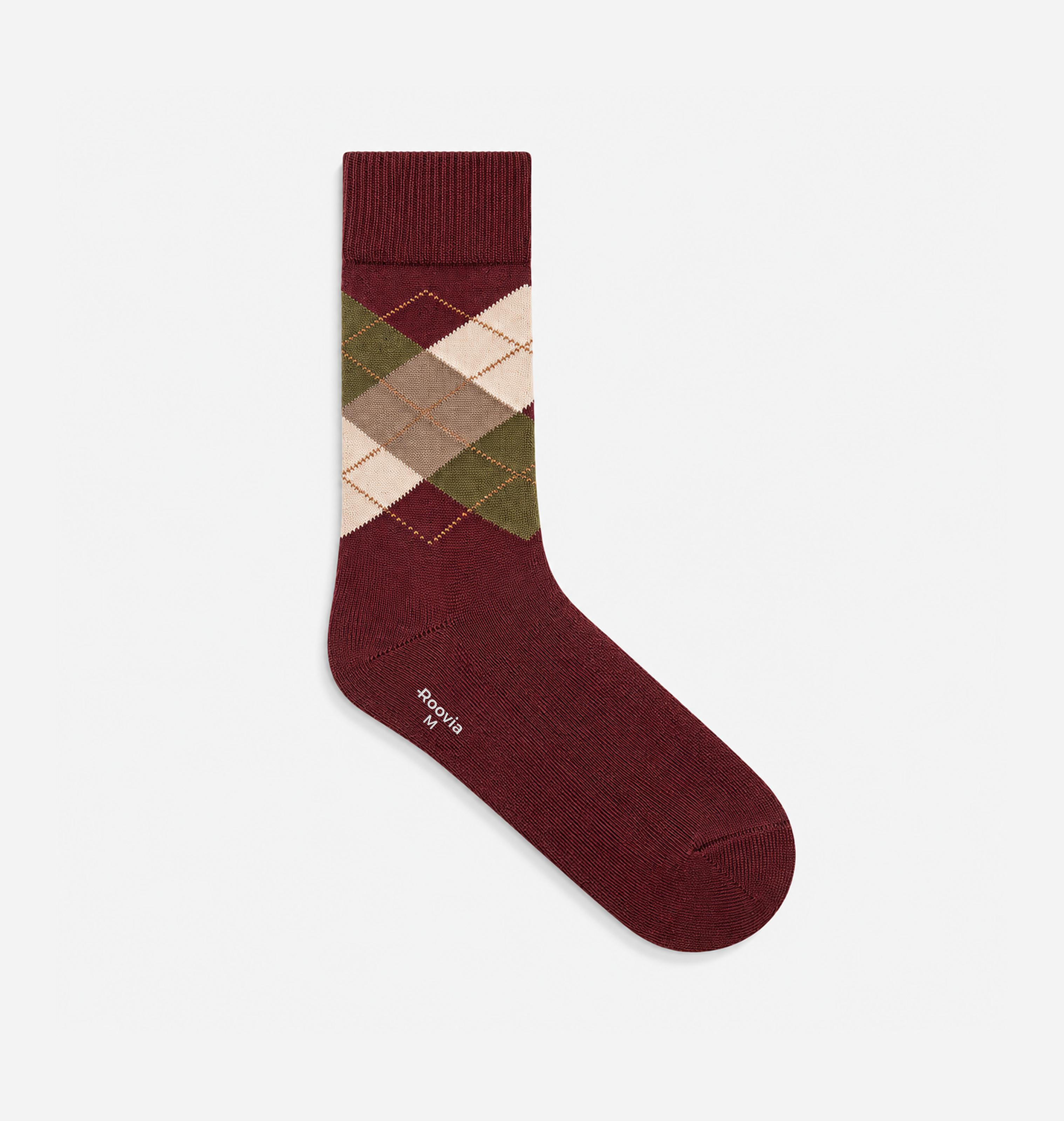 Men’s Crew Socks Burgundy Diamond