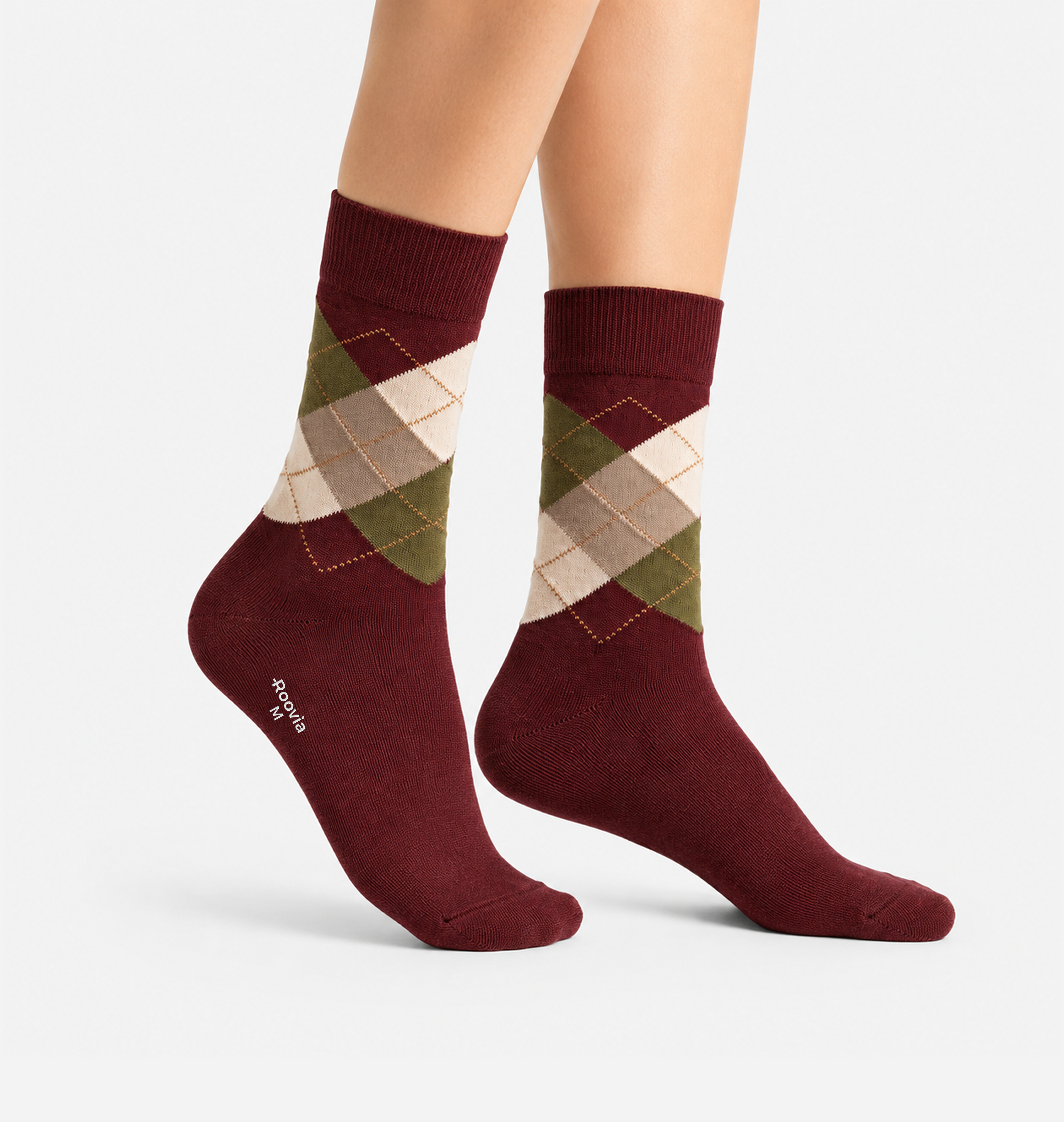 Men’s Crew Socks Burgundy Diamond 2