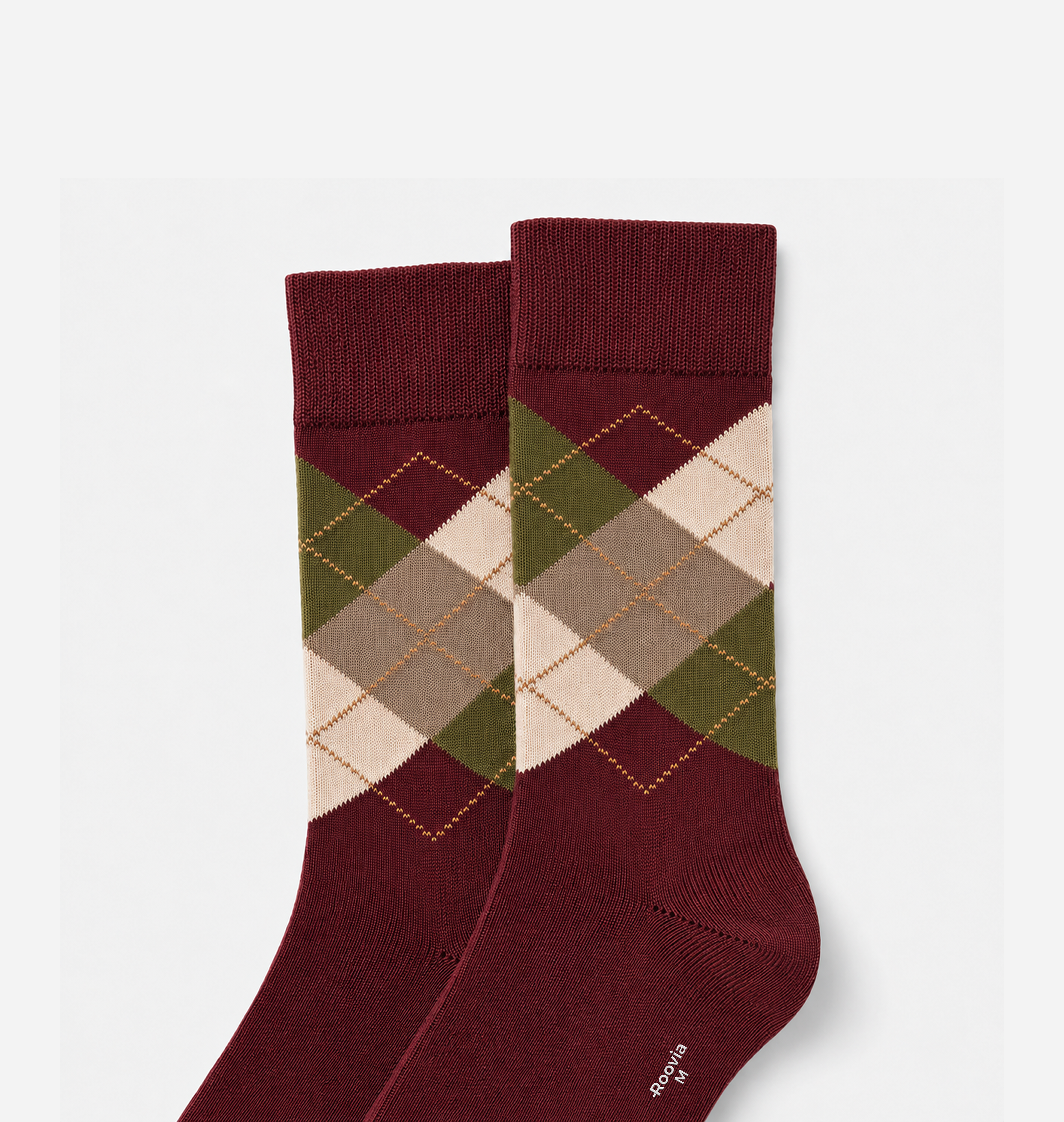 Men’s Crew Socks Burgundy Diamond 3