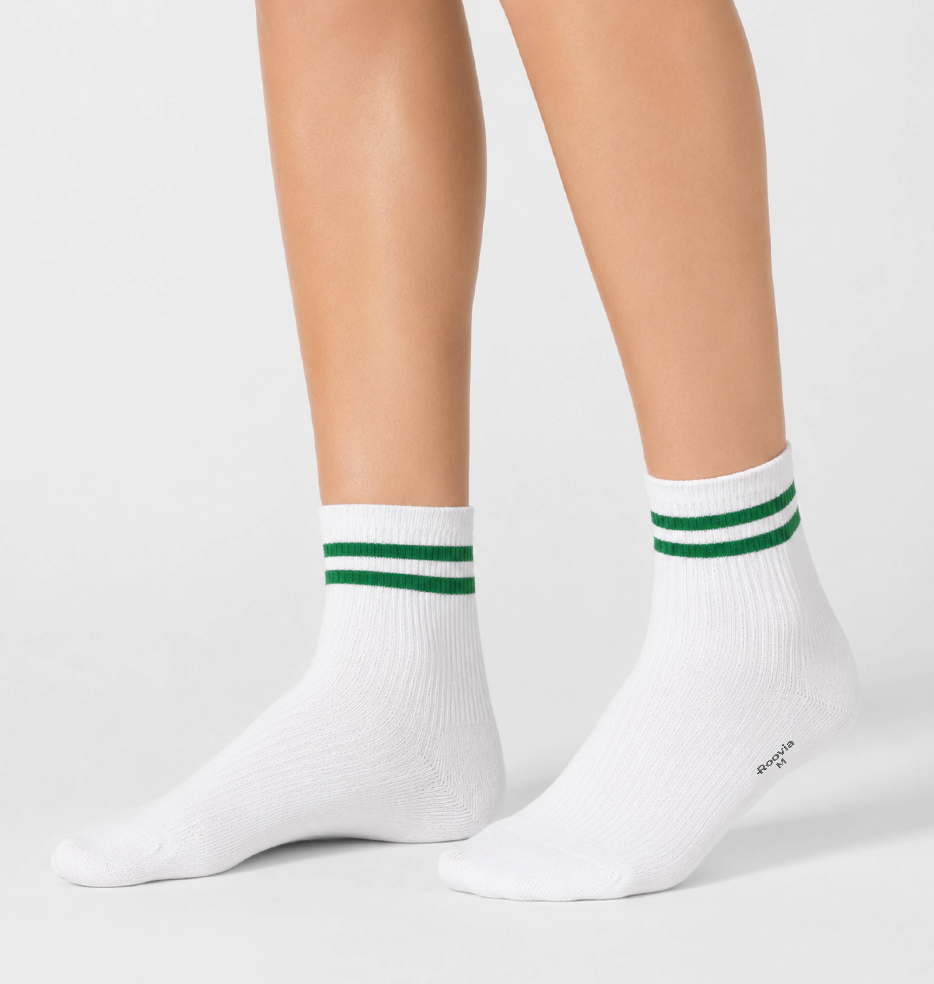 Men’s Quarter Socks Green Stripe