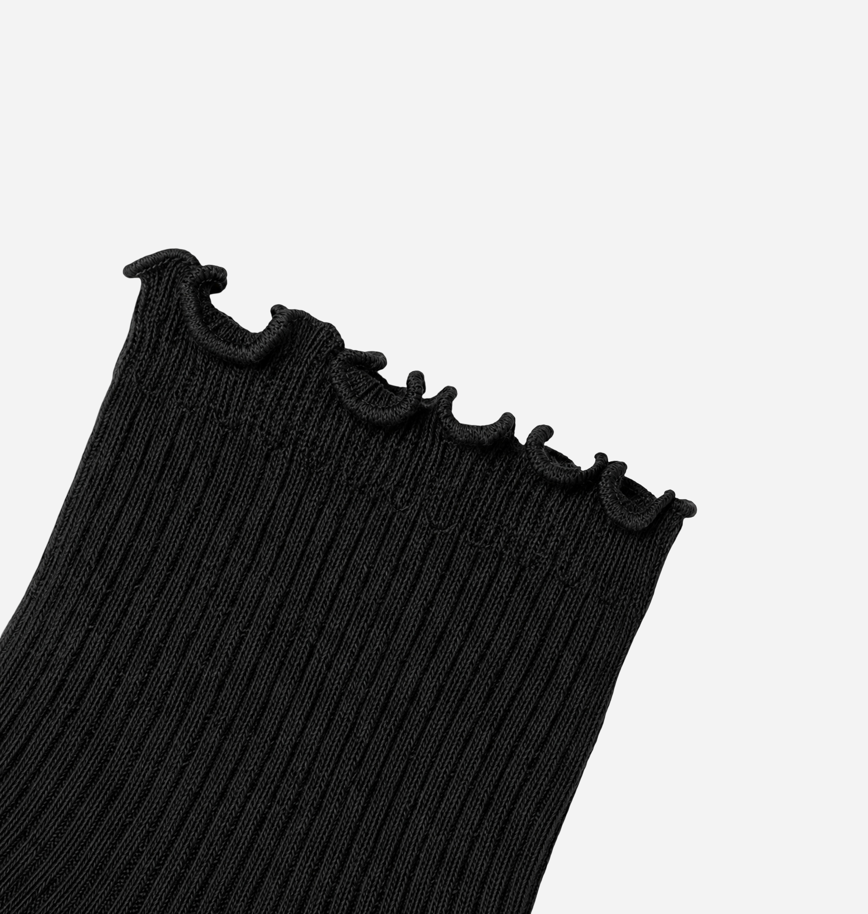 Women’s Quarter Socks Black Ruffle Rib