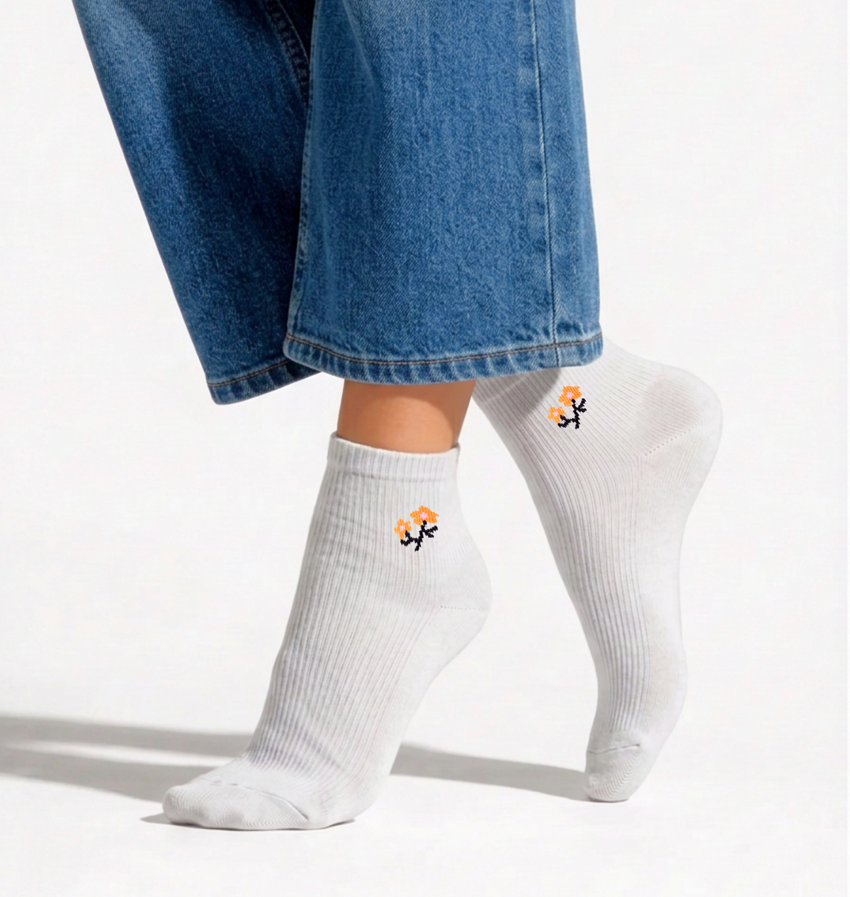 Women’s Quarter Socks Daisy Classic Rib