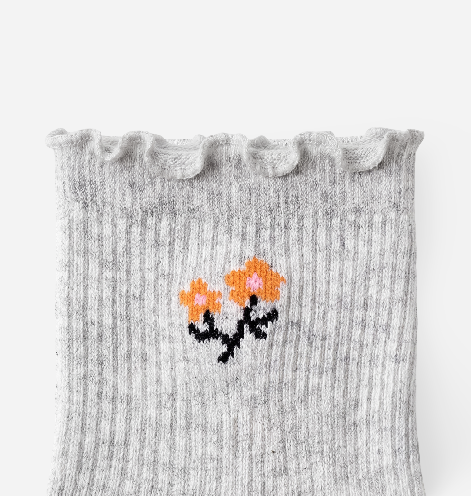 Women’s Quarter Socks Daisy Ruffle Rib 2