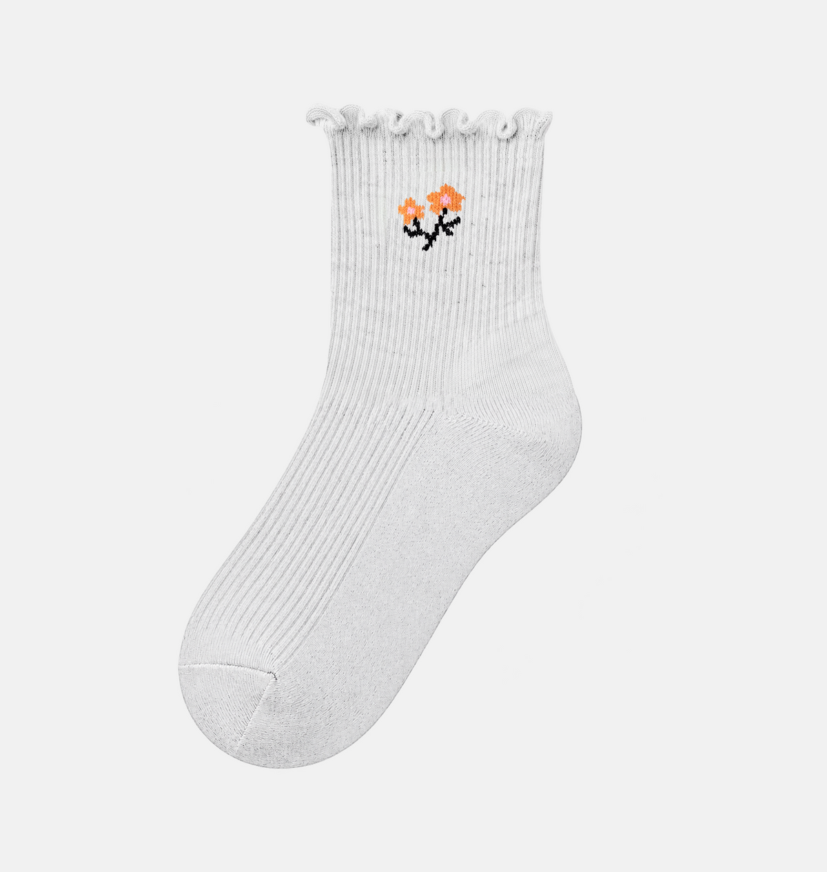 Women’s Quarter Socks Daisy Ruffle Rib 2