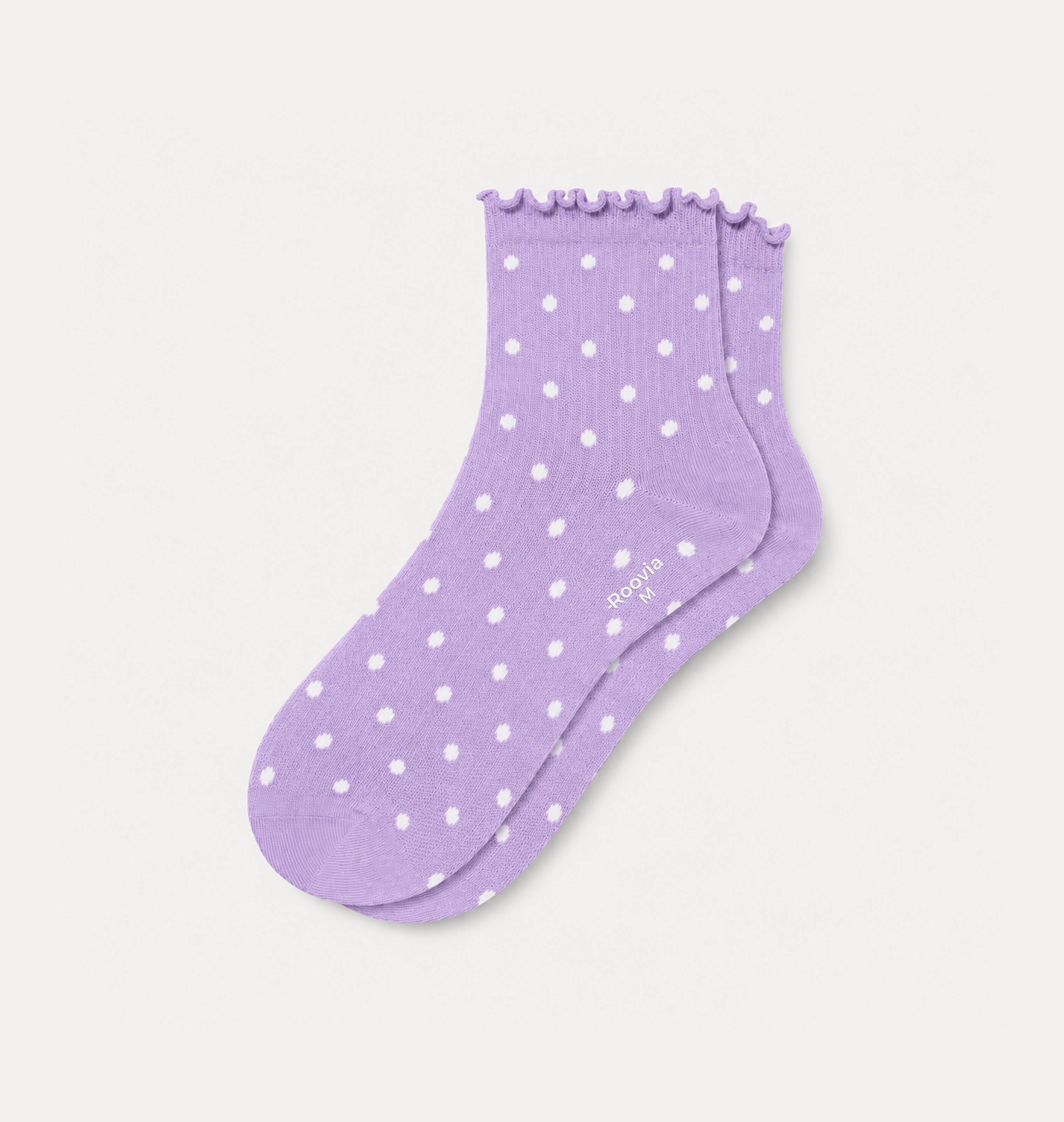Women’s Quarter Socks Lavender Dot Ruffle