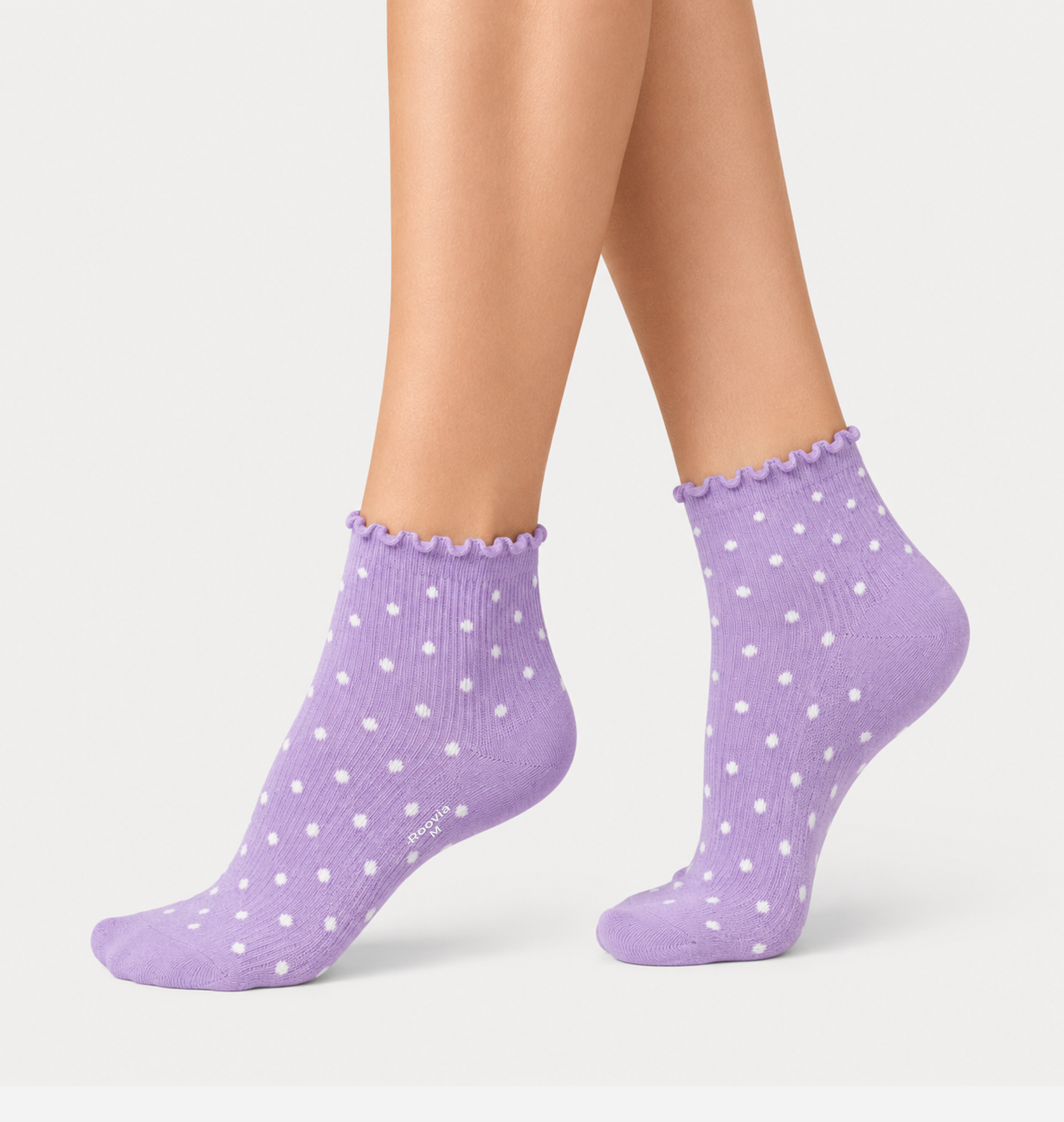 Women’s Quarter Socks Lavender Dot Ruffle
