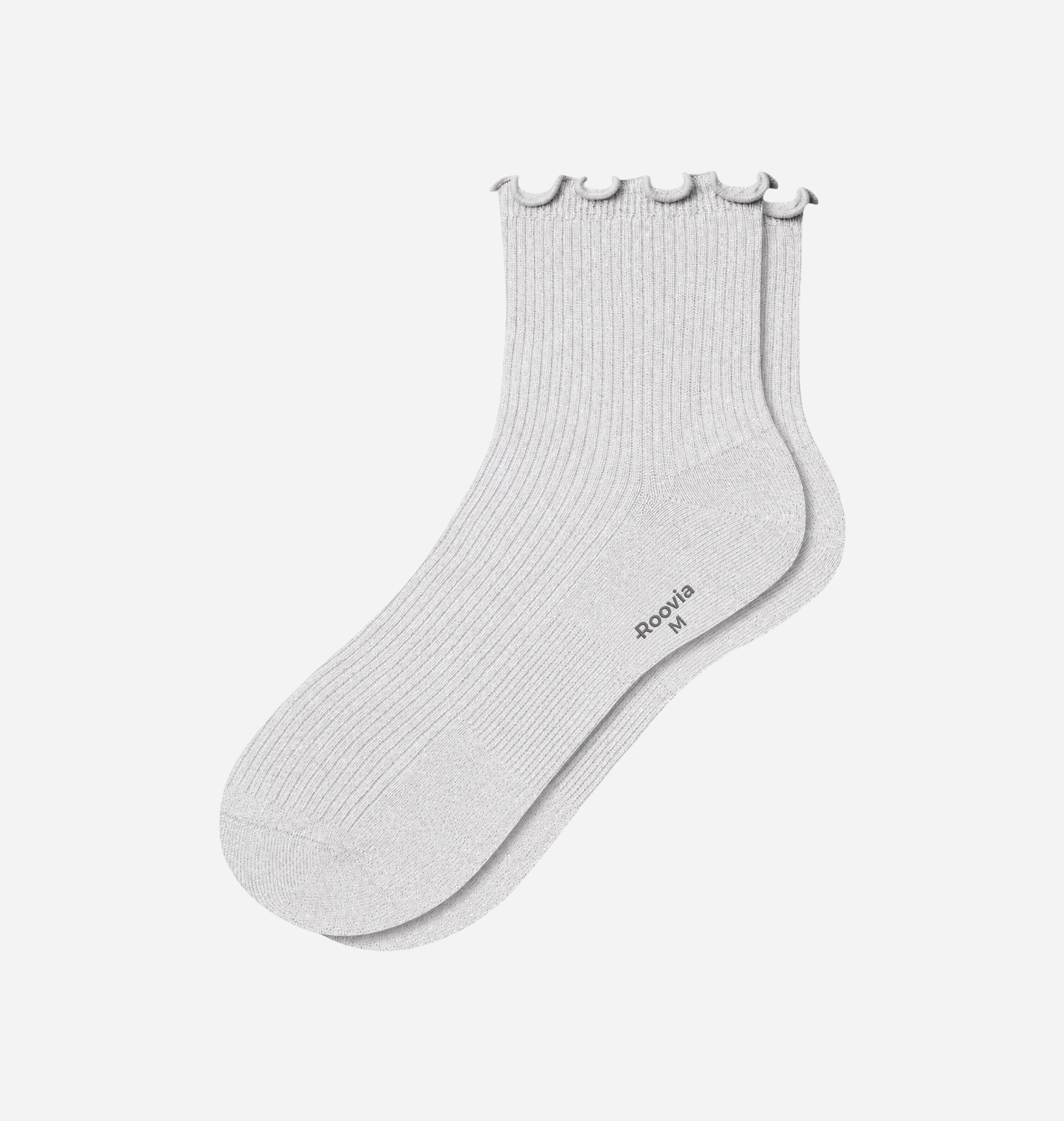 Women’s Quarter Socks White Mixed Ruffle Rib