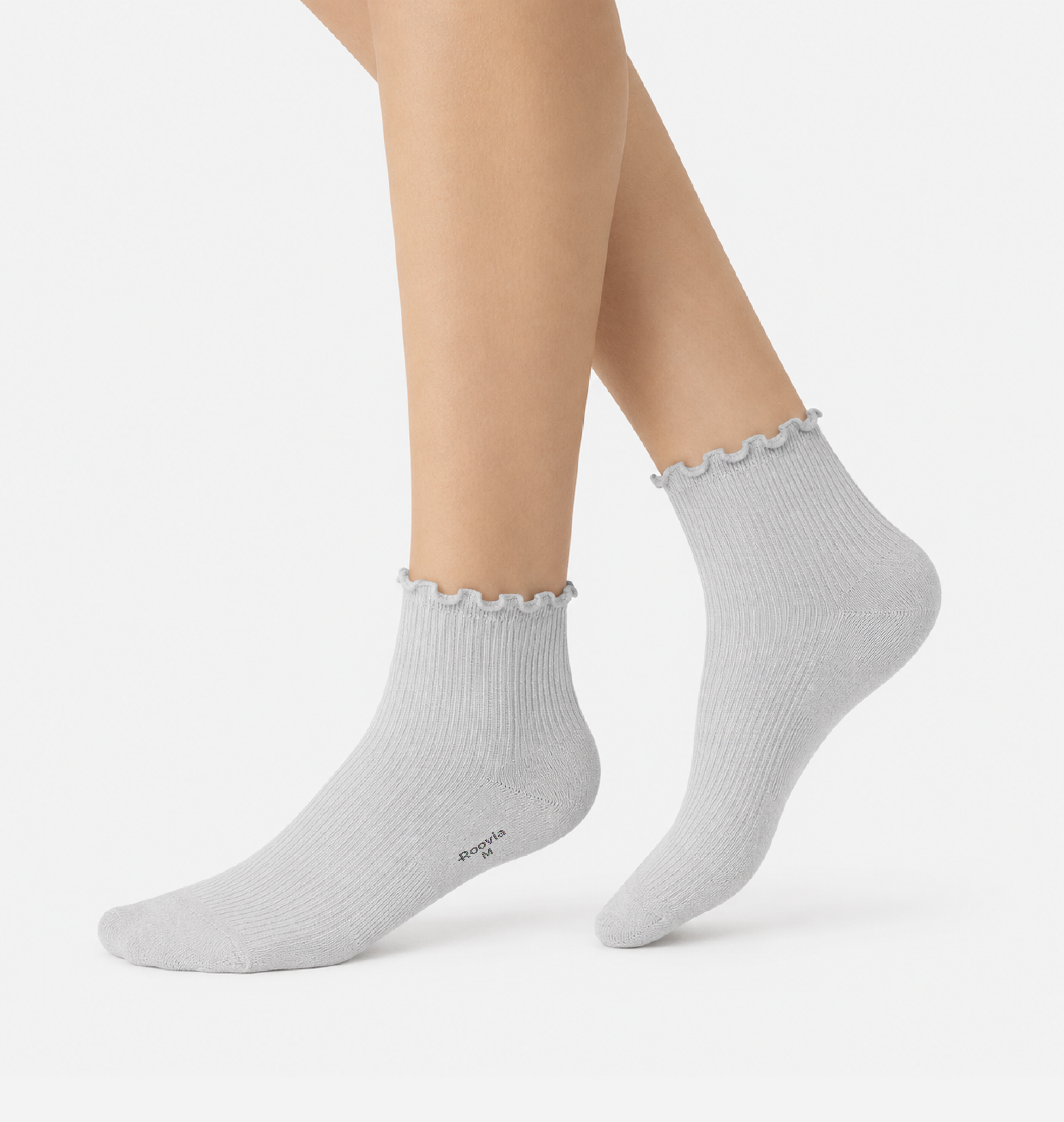Women’s Quarter Socks White Mixed Ruffle Rib