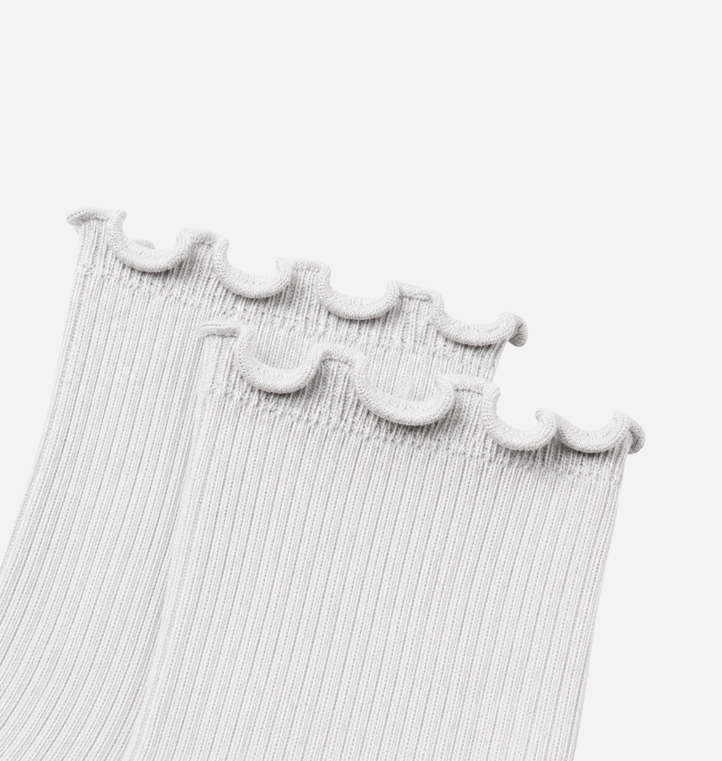 Women’s Quarter Socks White Mixed Ruffle Rib