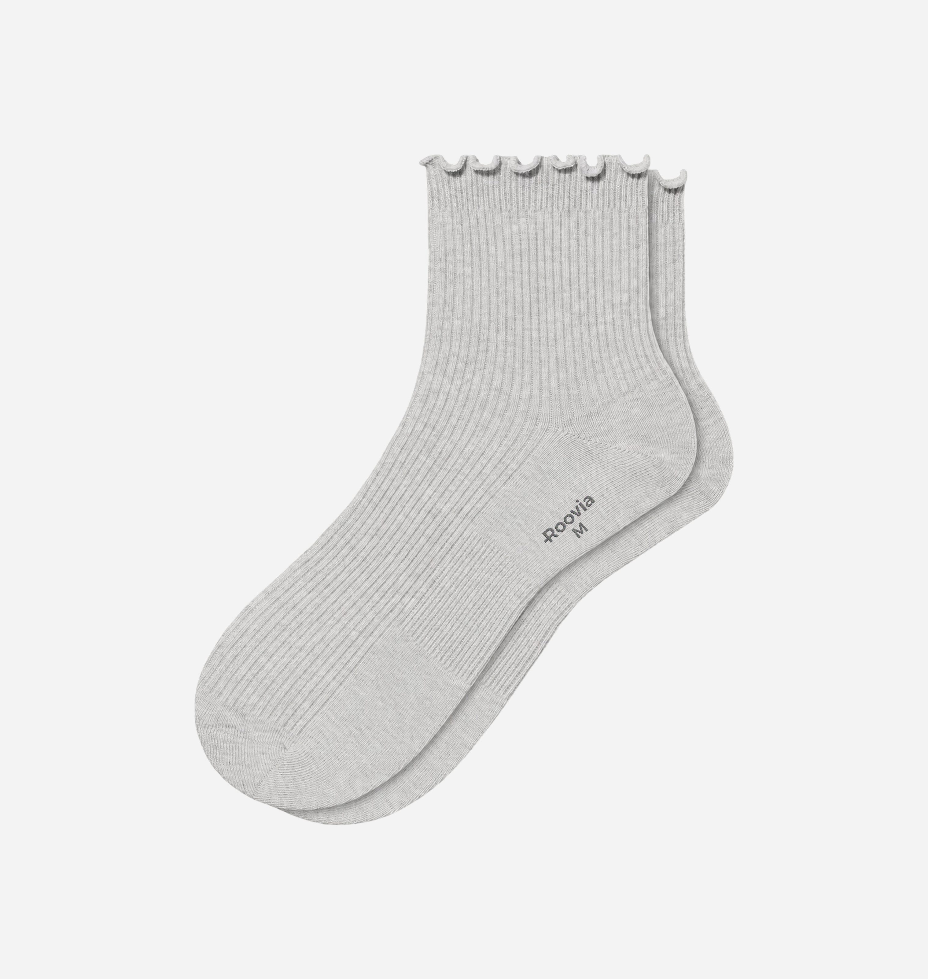 Women’s Quarter Socks Silver Ruffle Rib