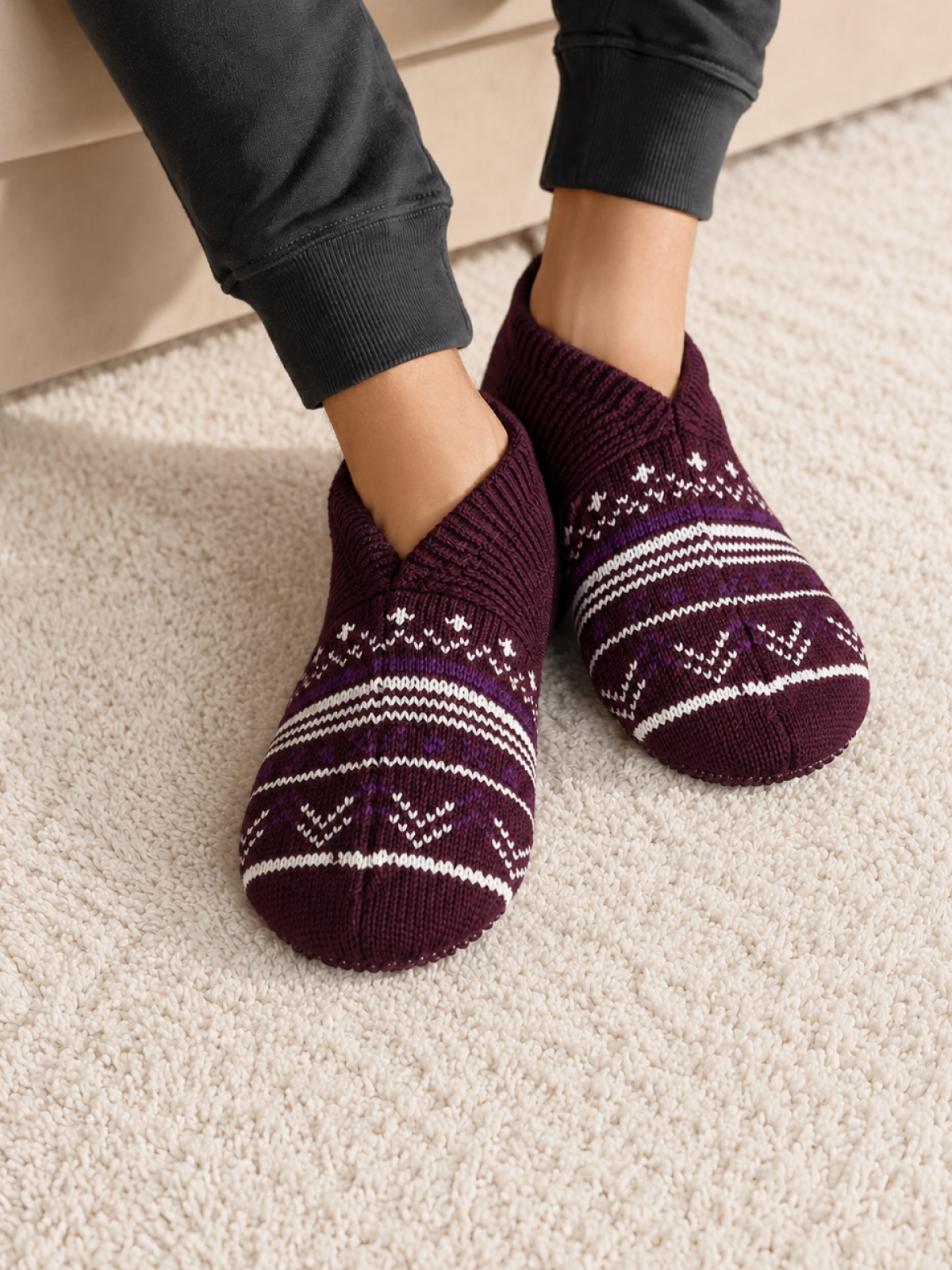 Women's Gripper Slipper Marroon Year Round 2