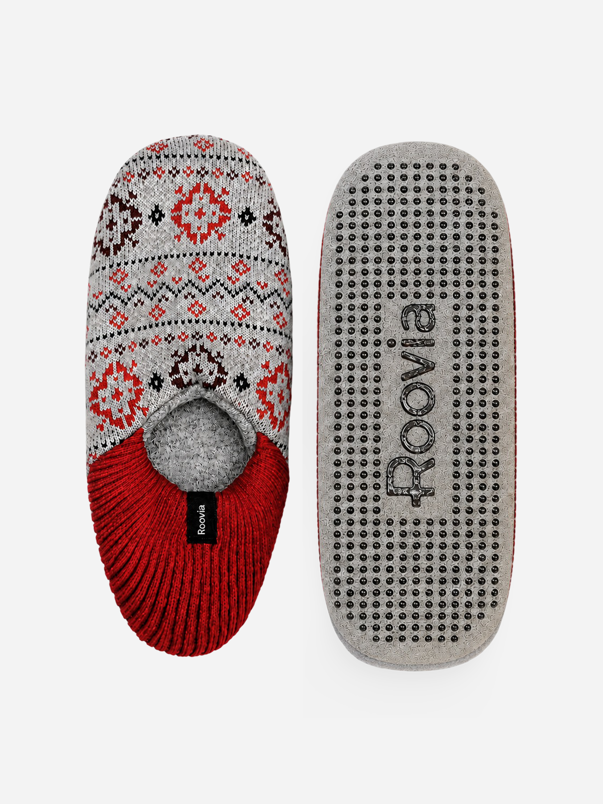 Women's Gripper Slipper Red Snow Year Round 2