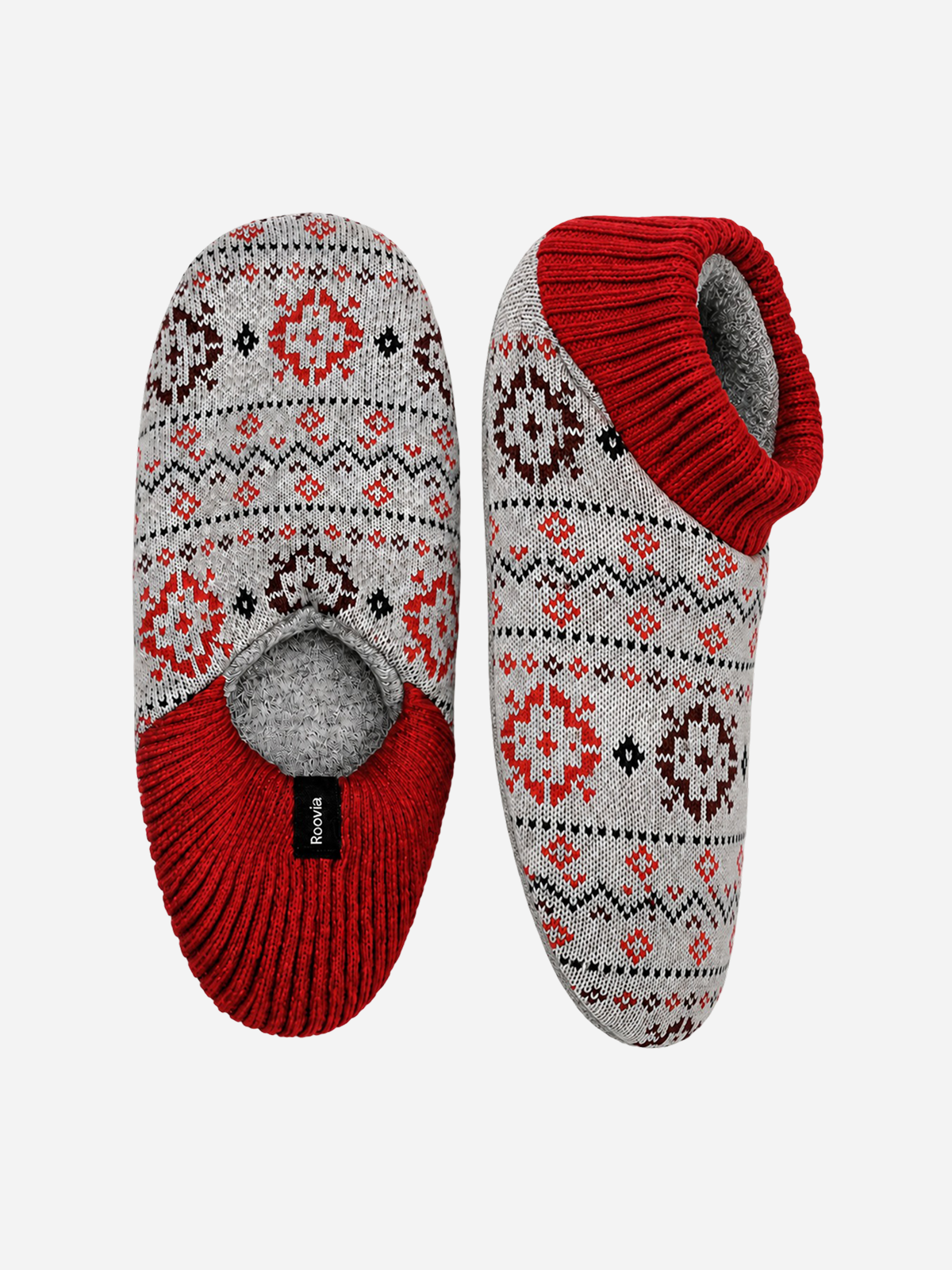 Women's Gripper Slipper Red Snow Year Round